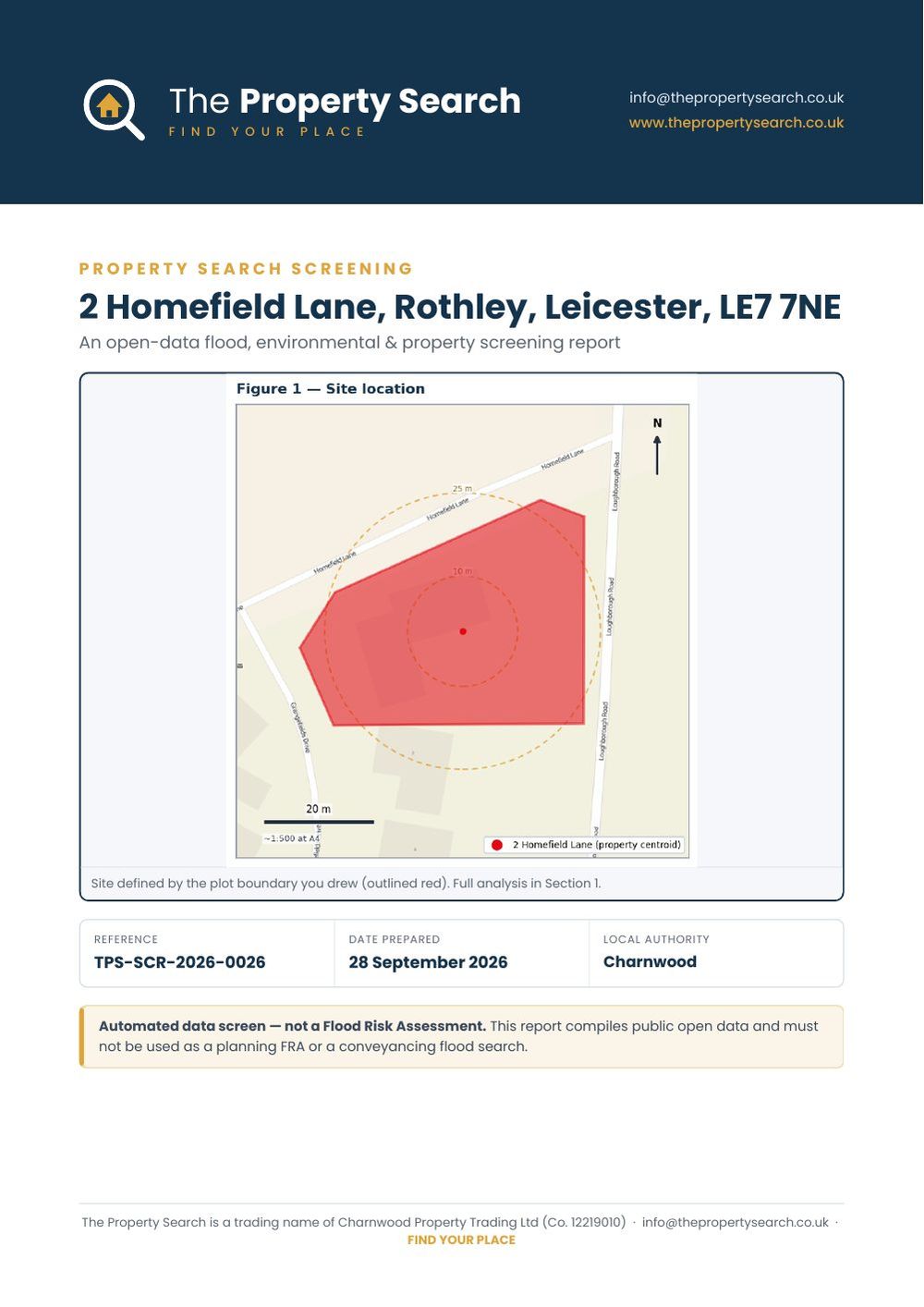 Sample Property Search Screening report cover