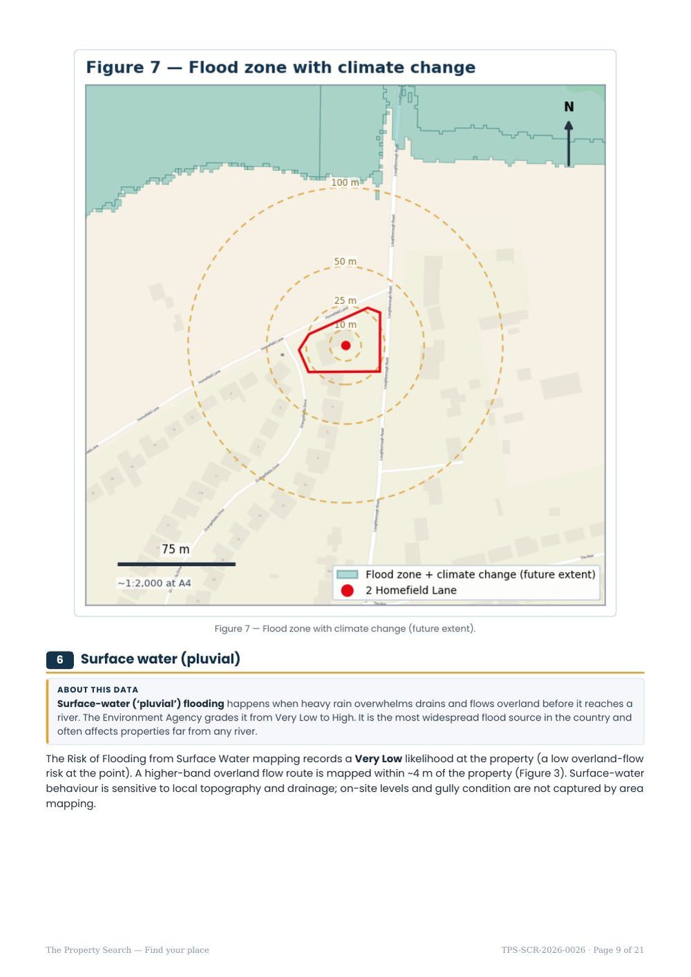 Sample report page 9: Flood zone with climate change