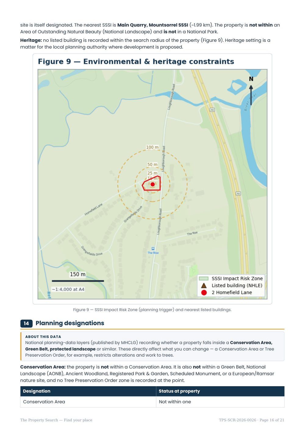 Sample report page 16: Environmental & heritage constraints